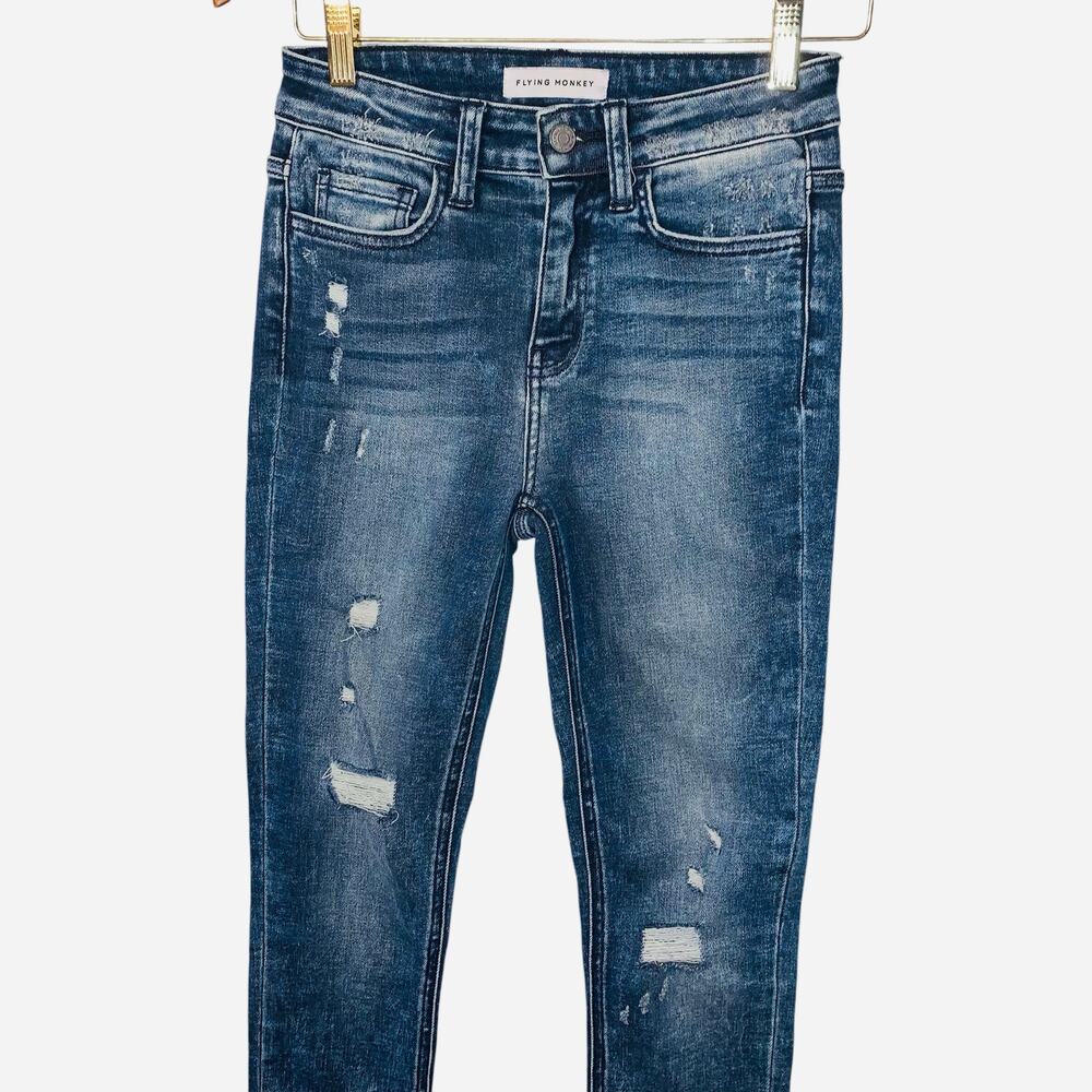 Flying Monkey chewed out hem Skinny Jeans sz 25 - Picture 6 of 9